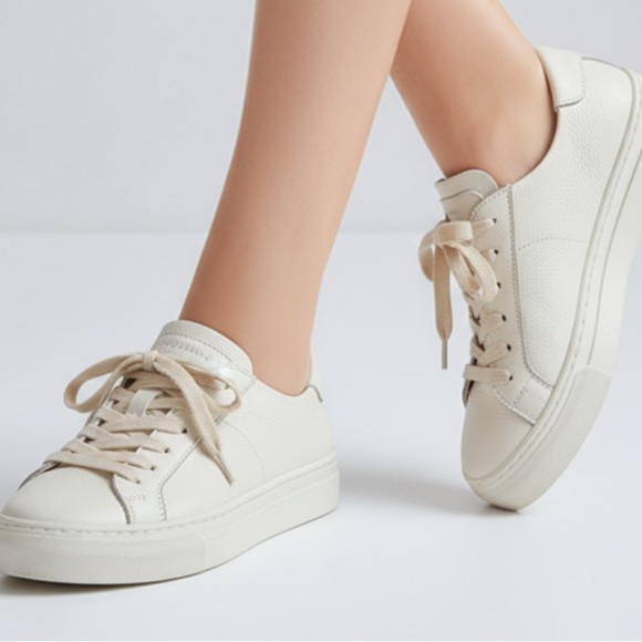 Soludos Shoes - Soludos Cream Lace-Up Sneakers